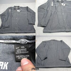 PJ Mark Denim Jacket Men XXL Heavy Button Up Embroidery Biker Y2k Dead Stock NWD